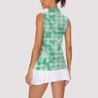 Omaomao Aloha Hawaii Women Sleeveless Polo Shirt Plumeria Lei With Palaka Motif LT14 - Polynesian Pride