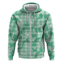 Omaomao Aloha Hawaii Zip Hoodie Plumeria Lei With Palaka Motif - Polynesian Pride