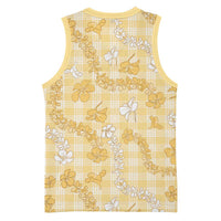 Melemele Aloha Hawaii Basketball Jersey Plumeria Lei With Palaka Motif - Polynesian Pride