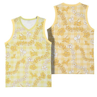 Melemele Aloha Hawaii Basketball Jersey Plumeria Lei With Palaka Motif - Polynesian Pride