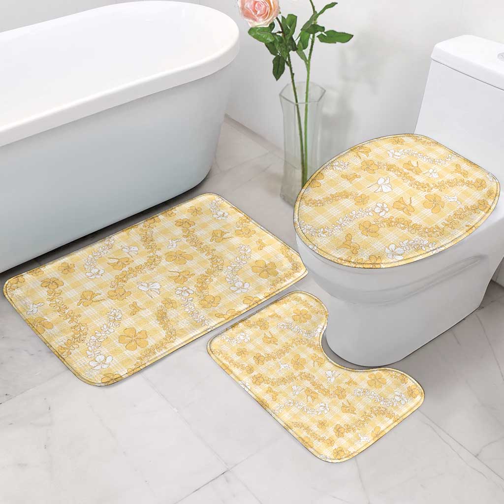 Melemele Aloha Hawaii Bathroom Set Plumeria Lei With Palaka Motif - Polynesian Pride