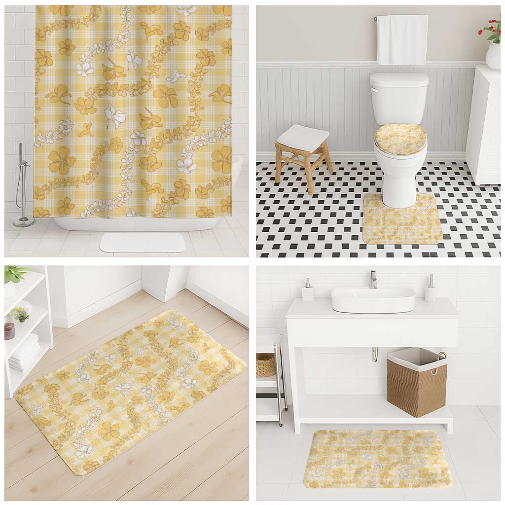 Melemele Aloha Hawaii Bathroom Set Plumeria Lei With Palaka Motif - Polynesian Pride