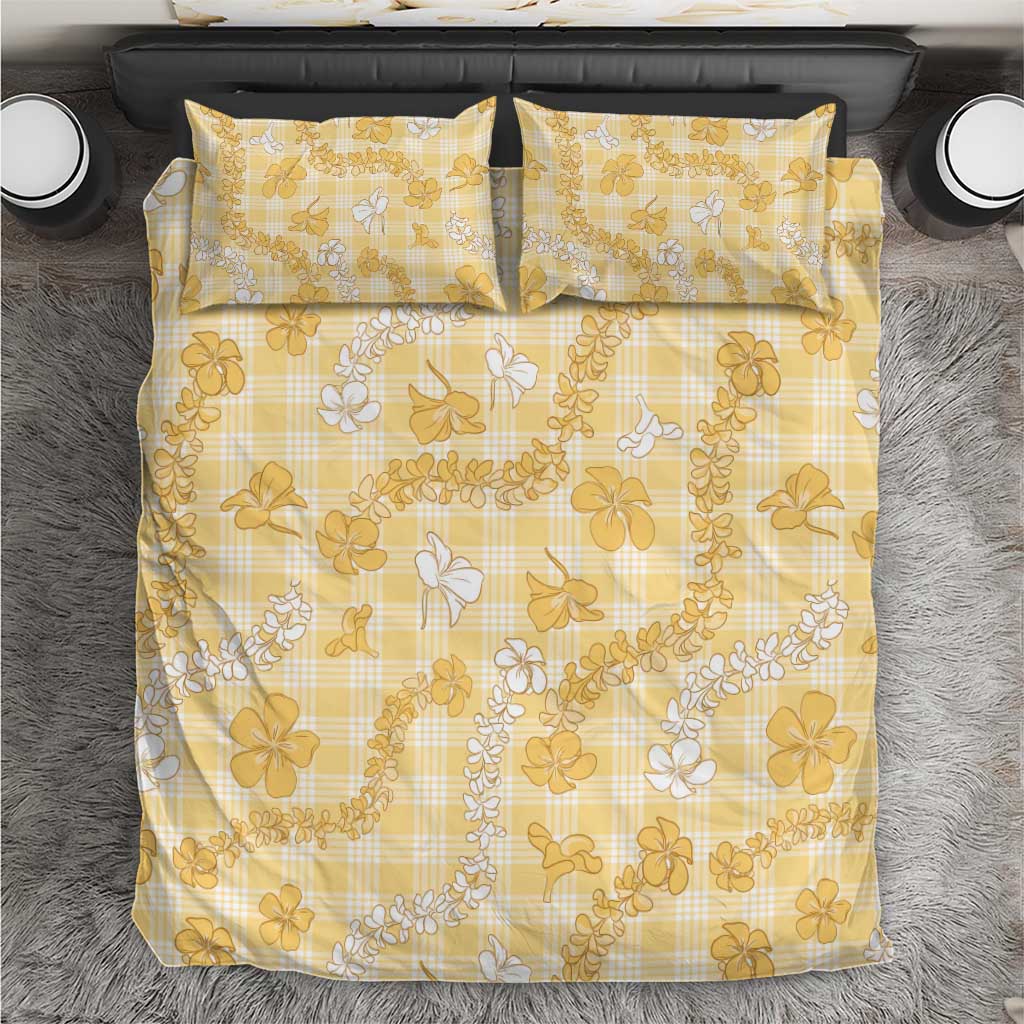 Melemele Aloha Hawaii Bedding Set Plumeria Lei With Palaka Motif - Polynesian Pride