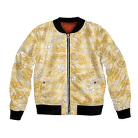 Melemele Aloha Hawaii Bomber Jacket Plumeria Lei With Palaka Motif - Polynesian Pride