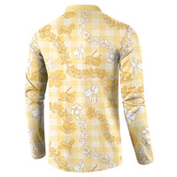 Melemele Aloha Hawaii Button Sweatshirt Plumeria Lei With Palaka Motif - Polynesian Pride