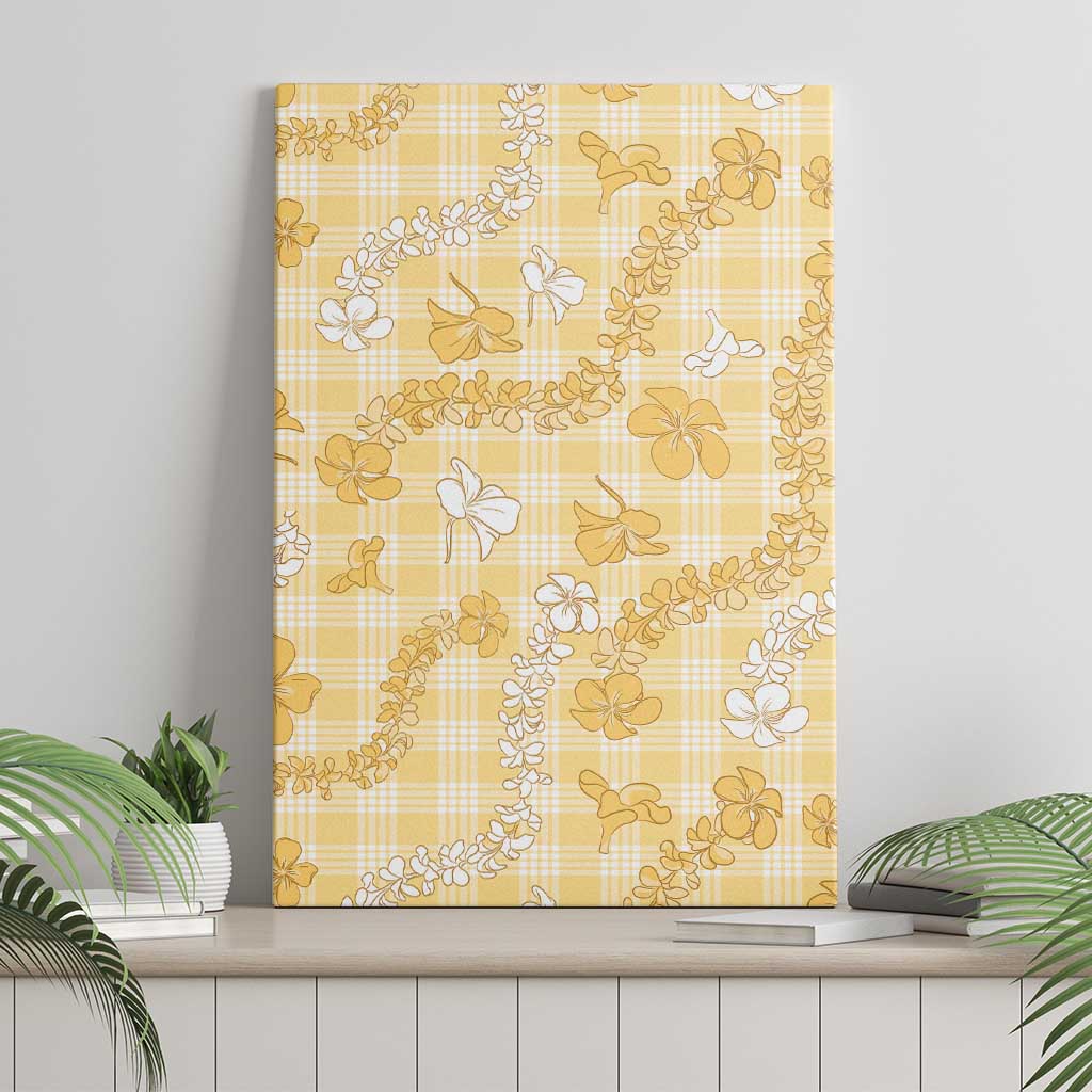 Melemele Aloha Hawaii Canvas Wall Art Plumeria Lei With Palaka Motif - Polynesian Pride