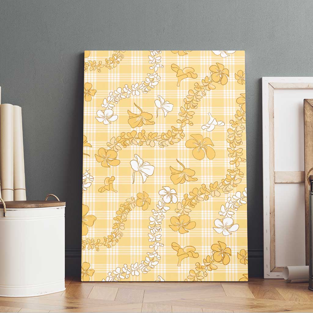 Melemele Aloha Hawaii Canvas Wall Art Plumeria Lei With Palaka Motif - Polynesian Pride