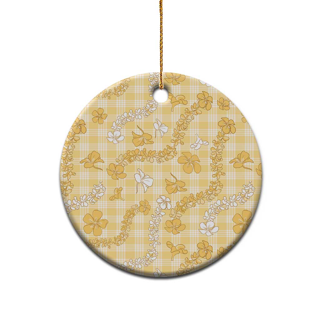 Melemele Aloha Hawaii Ceramic Ornament Plumeria Lei With Palaka Motif - Polynesian Pride