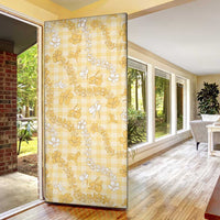 Melemele Aloha Hawaii Door Cover Plumeria Lei With Palaka Motif - Polynesian Pride