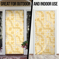 Melemele Aloha Hawaii Door Cover Plumeria Lei With Palaka Motif - Polynesian Pride