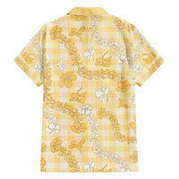 Melemele Aloha Hawaii Family Matching Off The Shoulder Long Sleeve Dress and Hawaiian Shirt Plumeria Lei With Palaka Motif - Polynesian Pride