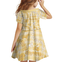 Melemele Aloha Hawaii Family Matching Short Sleeve Bodycon Dress and Hawaiian Shirt Plumeria Lei With Palaka Motif LT14 - Polynesian Pride
