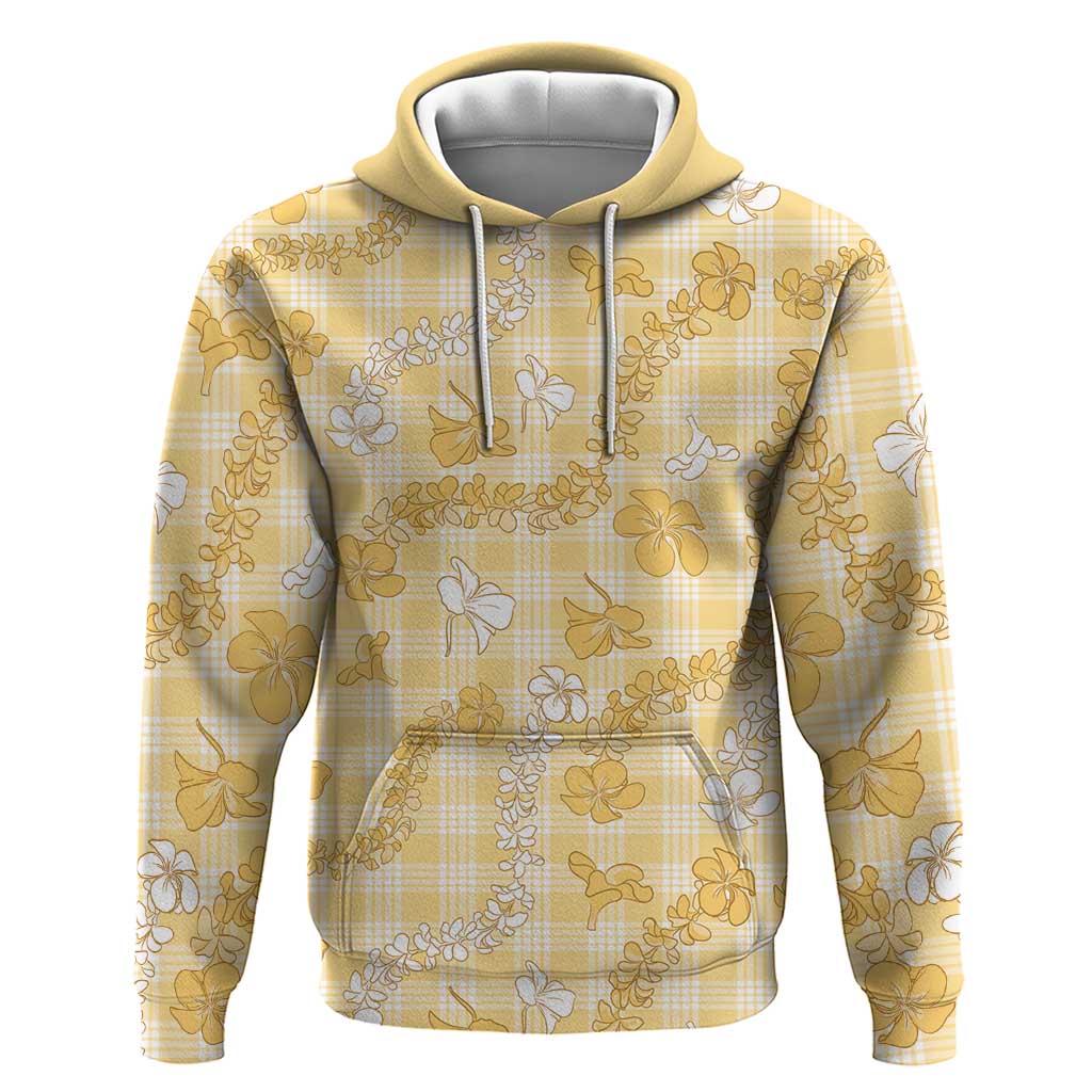 Melemele Aloha Hawaii Hoodie Plumeria Lei With Palaka Motif - Polynesian Pride