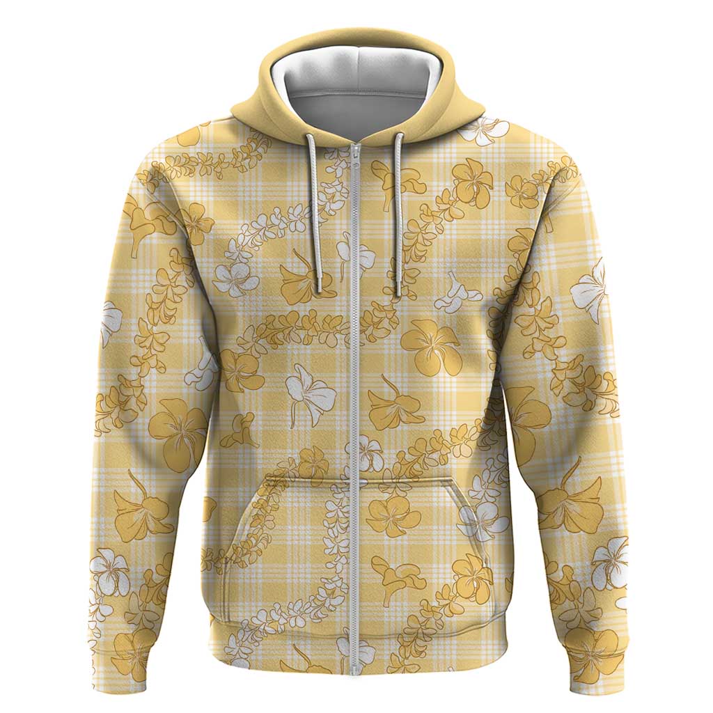 Melemele Aloha Hawaii Hoodie Plumeria Lei With Palaka Motif - Polynesian Pride