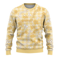 Melemele Aloha Hawaii Ugly Christmas Sweater Plumeria Lei With Palaka Motif - Polynesian Pride