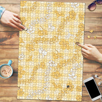 Melemele Aloha Hawaii Puzzle Plumeria Lei With Palaka Motif - Polynesian Pride