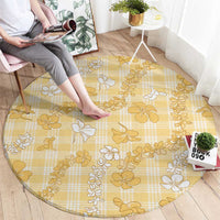 Melemele Aloha Hawaii Round Carpet Plumeria Lei With Palaka Motif - Polynesian Pride