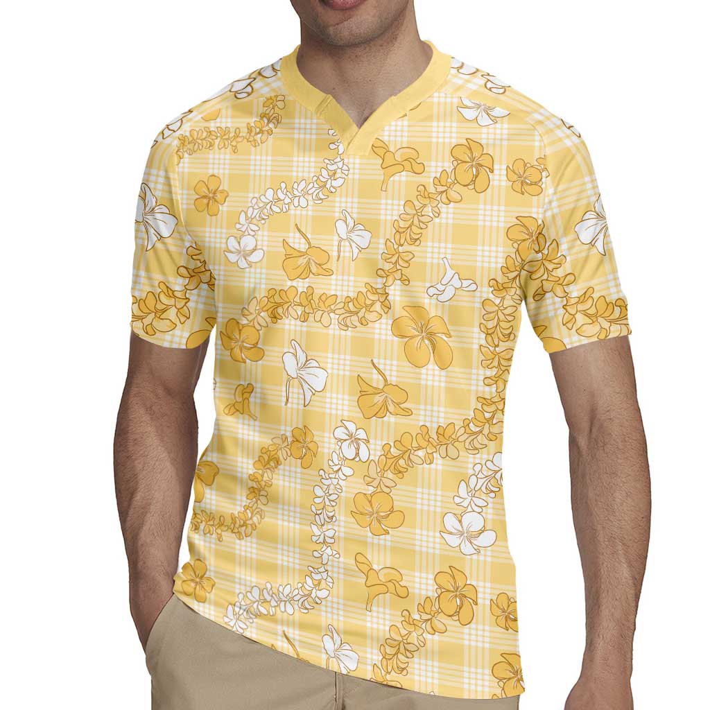 Melemele Aloha Hawaii Rugby Jersey Plumeria Lei With Palaka Motif - Polynesian Pride