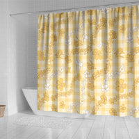 Melemele Aloha Hawaii Shower Curtain Plumeria Lei With Palaka Motif - Polynesian Pride