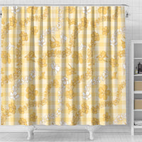 Melemele Aloha Hawaii Shower Curtain Plumeria Lei With Palaka Motif - Polynesian Pride
