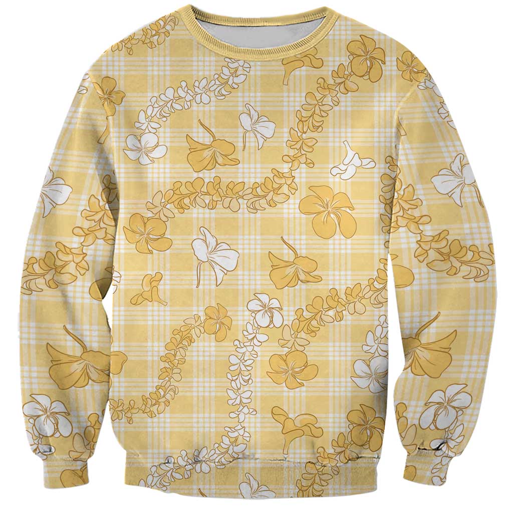 Melemele Aloha Hawaii Sweatshirt Plumeria Lei With Palaka Motif - Polynesian Pride