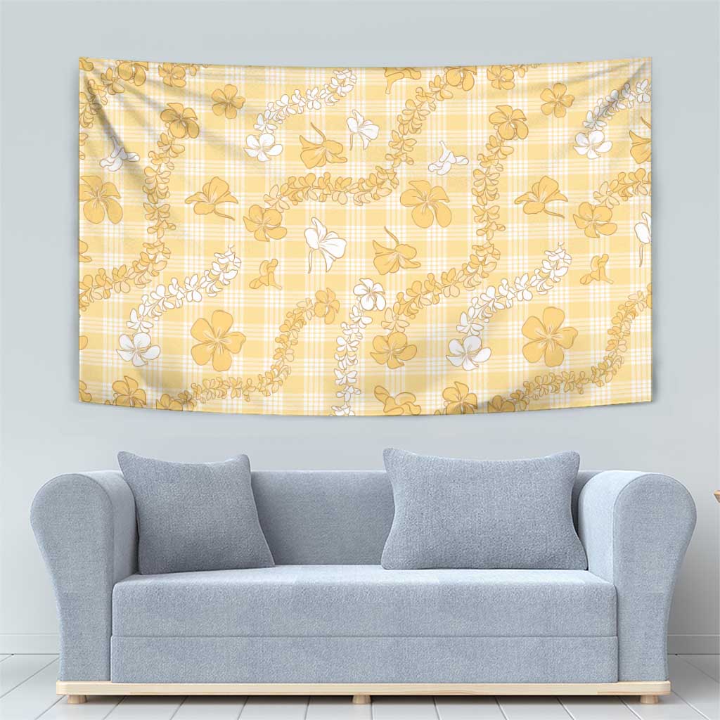 Melemele Aloha Hawaii Tapestry Plumeria Lei With Palaka Motif - Polynesian Pride