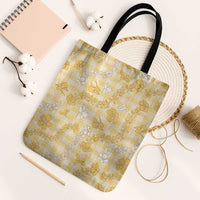 Melemele Aloha Hawaii Tote Bag Plumeria Lei With Palaka Motif - Polynesian Pride