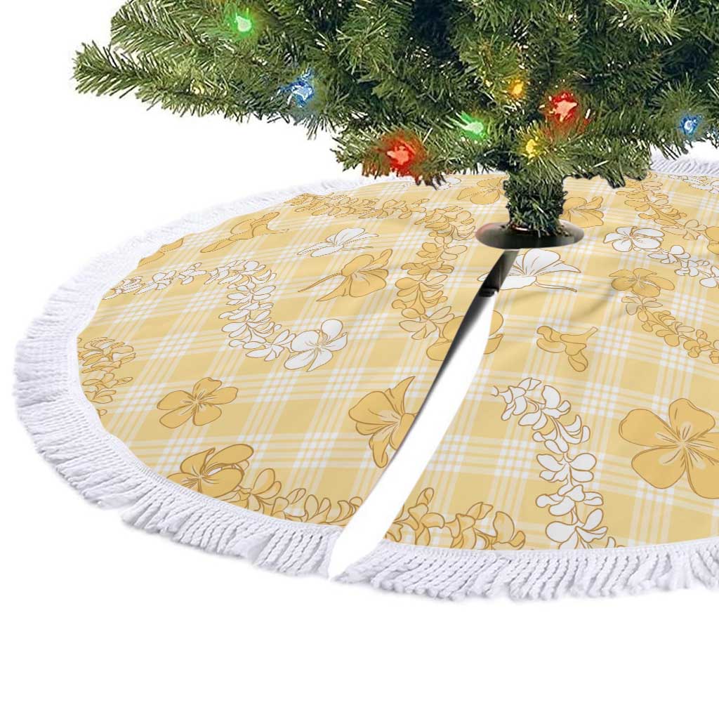 Melemele Aloha Hawaii Tree Skirt Plumeria Lei With Palaka Motif - Polynesian Pride