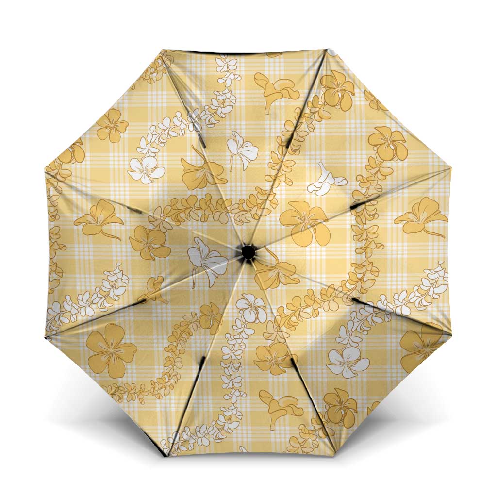 Melemele Aloha Hawaii Umbrella Plumeria Lei With Palaka Motif - Polynesian Pride