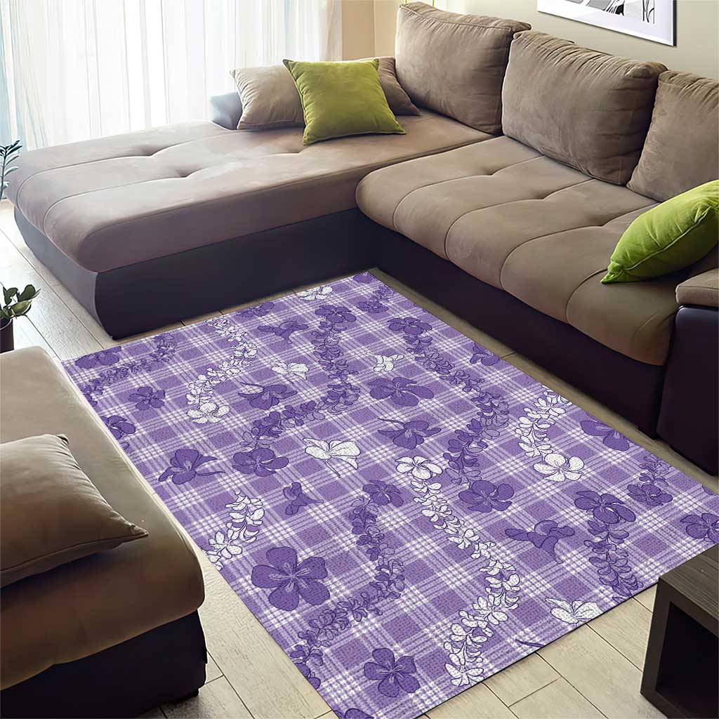 Poni Aloha Hawaii Area Rug Plumeria Lei With Palaka Motif - Polynesian Pride