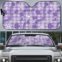 Poni Aloha Hawaii Auto Sun Shade Plumeria Lei With Palaka Motif LT14 Purple - Polynesian Pride