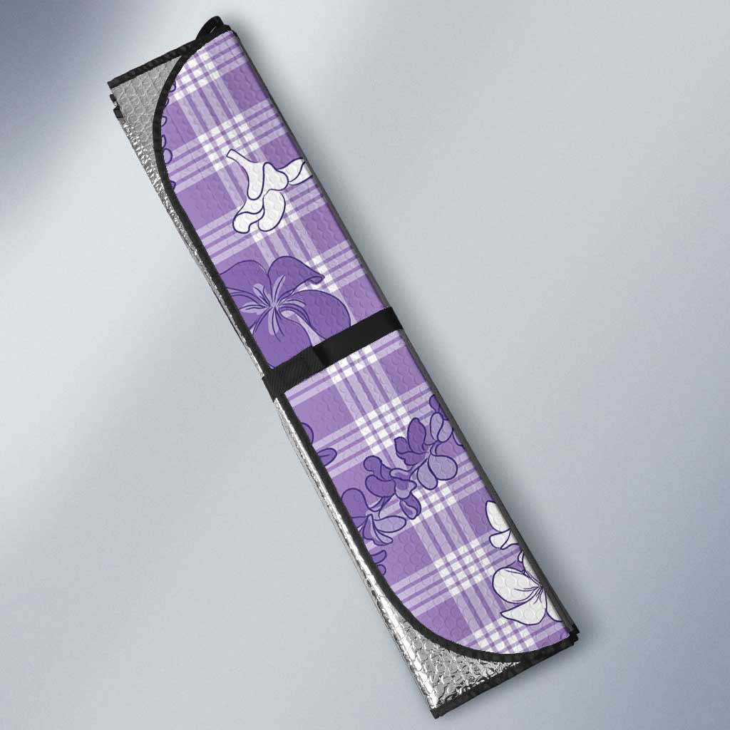 Poni Aloha Hawaii Auto Sun Shade Plumeria Lei With Palaka Motif LT14 - Polynesian Pride