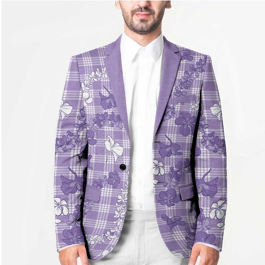 Poni Aloha Hawaii Blazer Plumeria Lei With Palaka Motif - Polynesian Pride