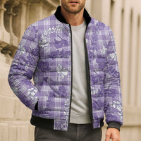 Poni Aloha Hawaii Bomber Puffer Jacket Plumeria Lei With Palaka Motif - Polynesian Pride