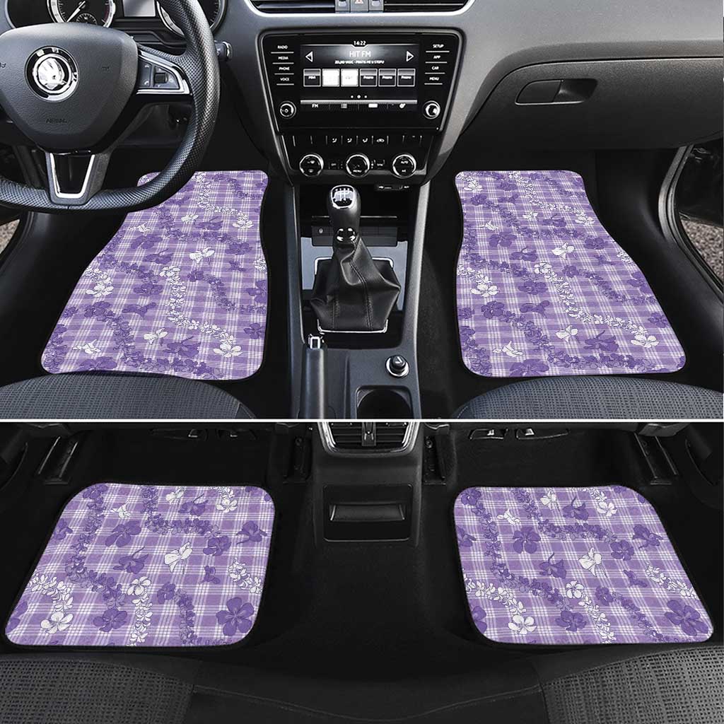 Poni Aloha Hawaii Car Mats Plumeria Lei With Palaka Motif - Polynesian Pride