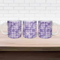 Poni Aloha Hawaii Ceramic Mug Plumeria Lei With Palaka Motif - Polynesian Pride