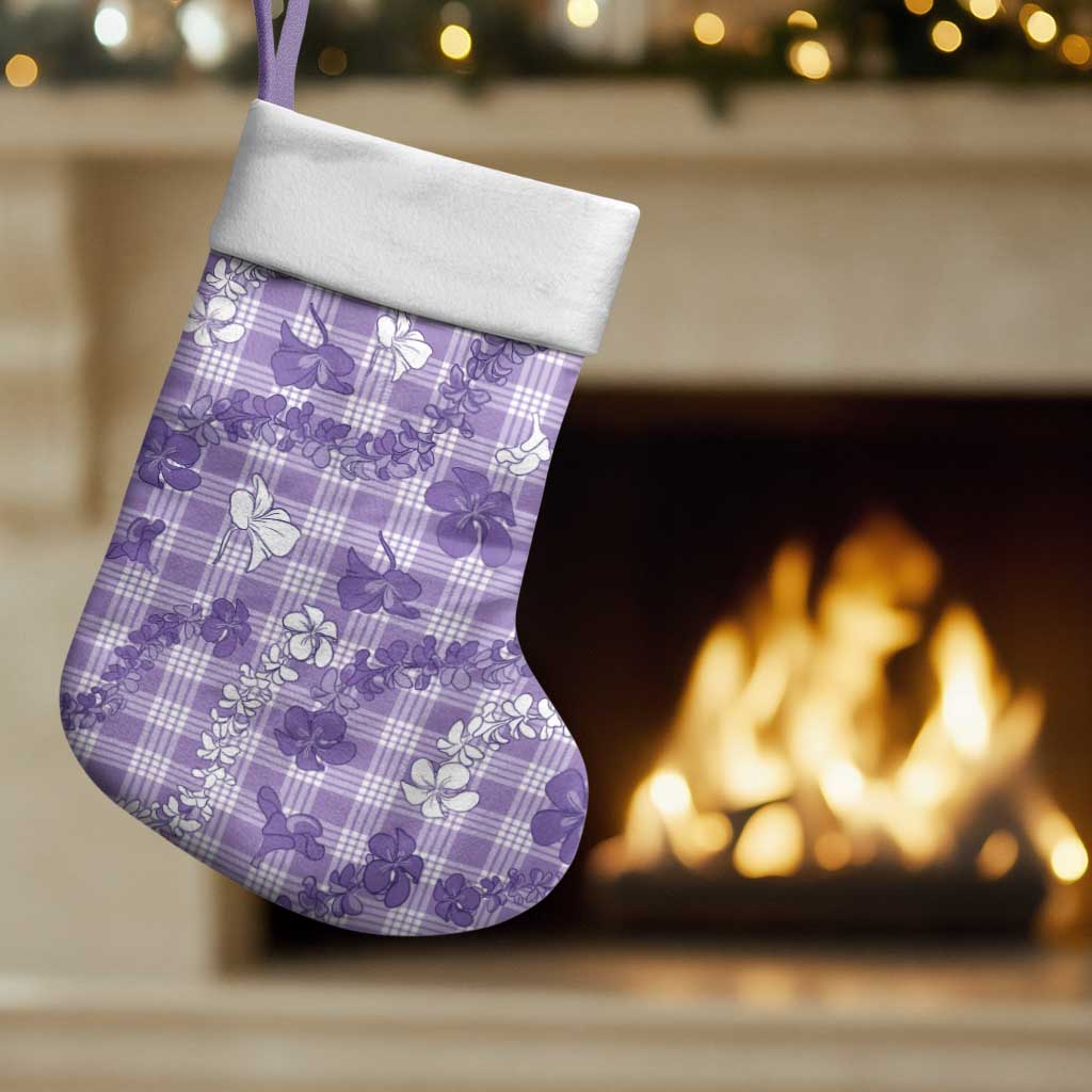 Poni Aloha Hawaii Christmas Stocking Plumeria Lei With Palaka Motif - Polynesian Pride