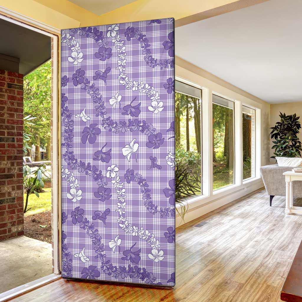 Poni Aloha Hawaii Door Cover Plumeria Lei With Palaka Motif - Polynesian Pride
