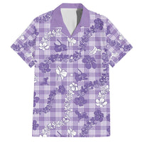 Poni Aloha Hawaii Family Matching Long Sleeve Bodycon Dress and Hawaiian Shirt Plumeria Lei With Palaka Motif LT14 Dad's Shirt - Short Sleeve Purple - Polynesian Pride