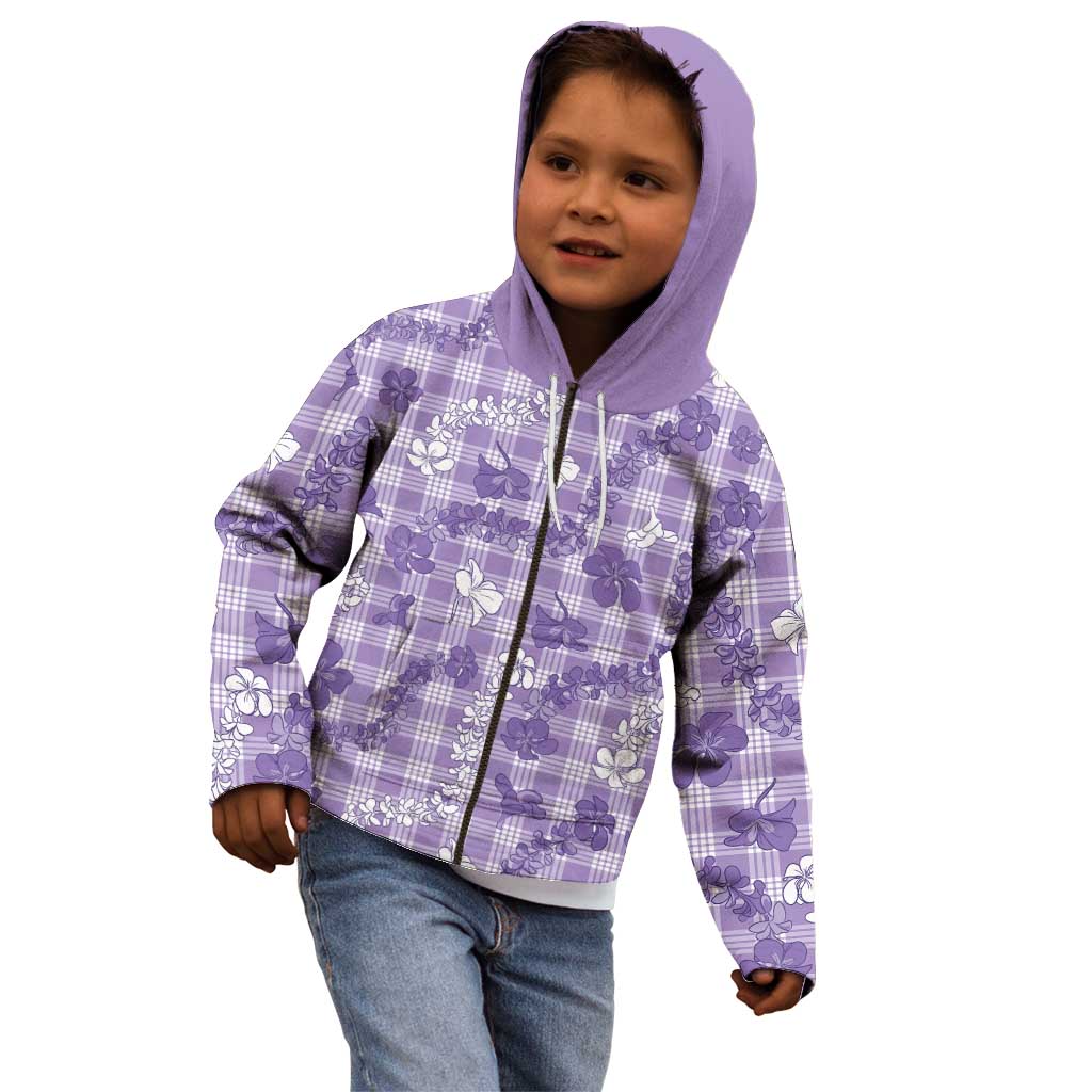 Poni Aloha Hawaii Kid Hoodie Plumeria Lei With Palaka Motif - Polynesian Pride
