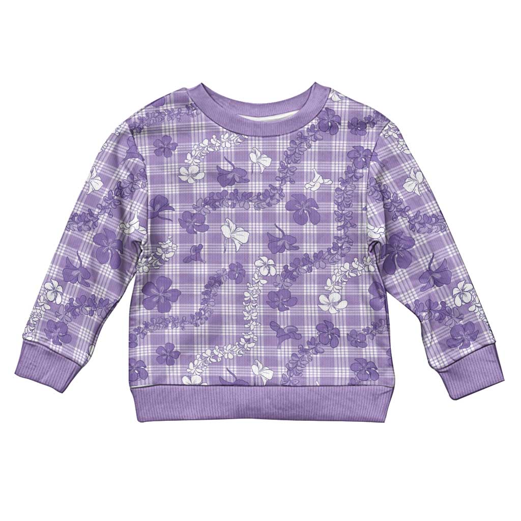 Poni Aloha Hawaii Kid Ugly Christmas Sweater Plumeria Lei With Palaka Motif - Polynesian Pride