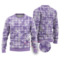 Poni Aloha Hawaii Ugly Christmas Sweater Plumeria Lei With Palaka Motif - Polynesian Pride