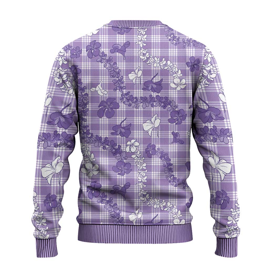 Poni Aloha Hawaii Ugly Christmas Sweater Plumeria Lei With Palaka Motif - Polynesian Pride