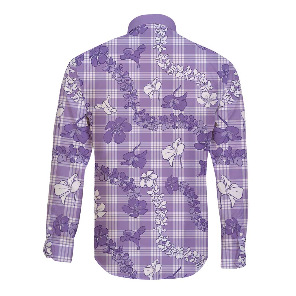 Poni Aloha Hawaii Long Sleeve Button Shirt Plumeria Lei With Palaka Motif - Polynesian Pride