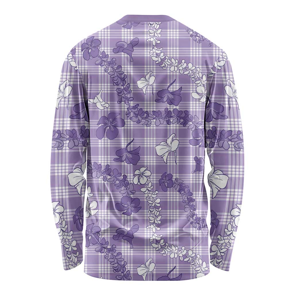 Poni Aloha Hawaii Long Sleeve Shirt Plumeria Lei With Palaka Motif - Polynesian Pride