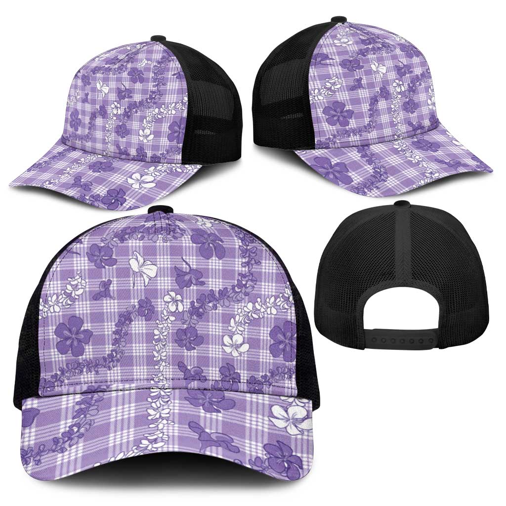 Poni Aloha Hawaii Mesh Trucker Cap Plumeria Lei With Palaka Motif - Polynesian Pride