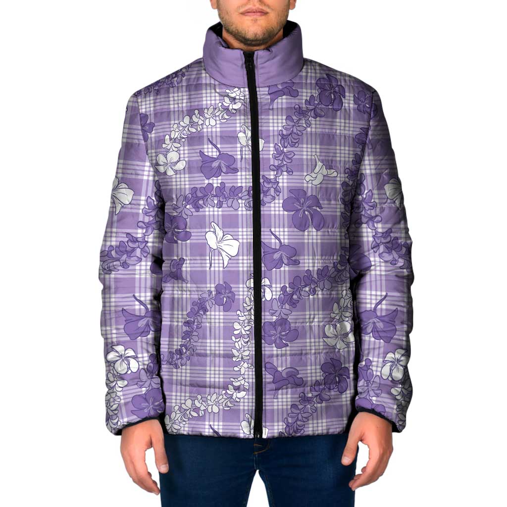 Poni Aloha Hawaii Padded Jacket Plumeria Lei With Palaka Motif - Polynesian Pride