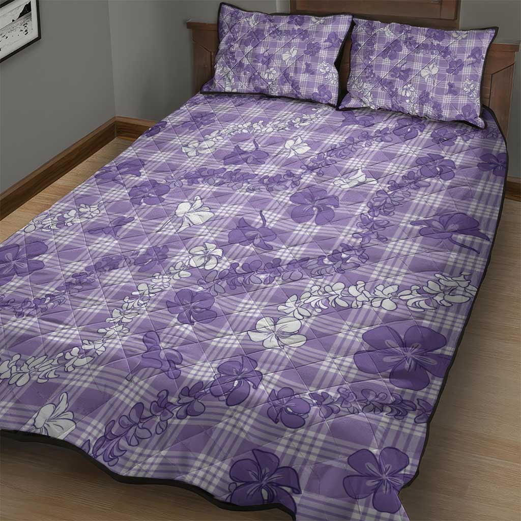 Poni Aloha Hawaii Quilt Bed Set Plumeria Lei With Palaka Motif - Polynesian Pride