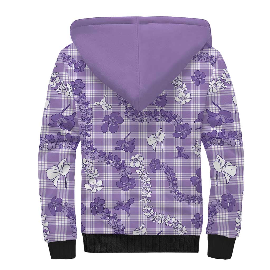 Poni Aloha Hawaii Sherpa Hoodie Plumeria Lei With Palaka Motif - Polynesian Pride