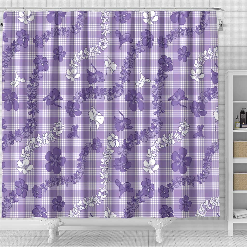 Poni Aloha Hawaii Shower Curtain Plumeria Lei With Palaka Motif - Polynesian Pride